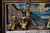 Yangon Myanmar. Shwedagon Pagoda (the Golden Stupa). Details of the panels at the sides of the  southern stairway narrating the legend of the of Shwedagon Paya. 